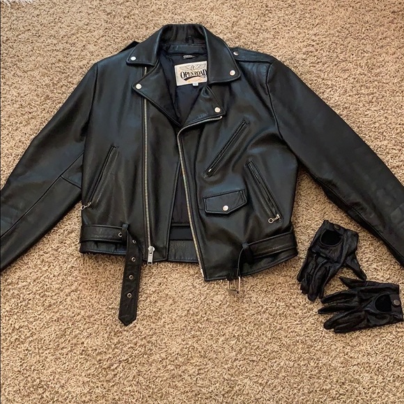 3M Thinsulate Jackets \u0026 Coats | Open Road Black Leather Jacket and Gloves | Color: Black/Silver | Size: 40 | Pm-64711847's Closet